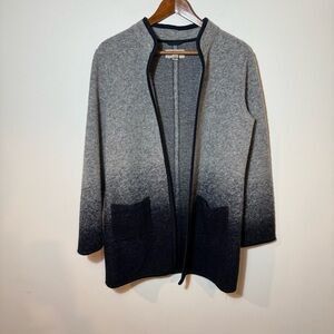 Gray and Black Ombre Zip-Up Cardigan with Stand-Up Collar